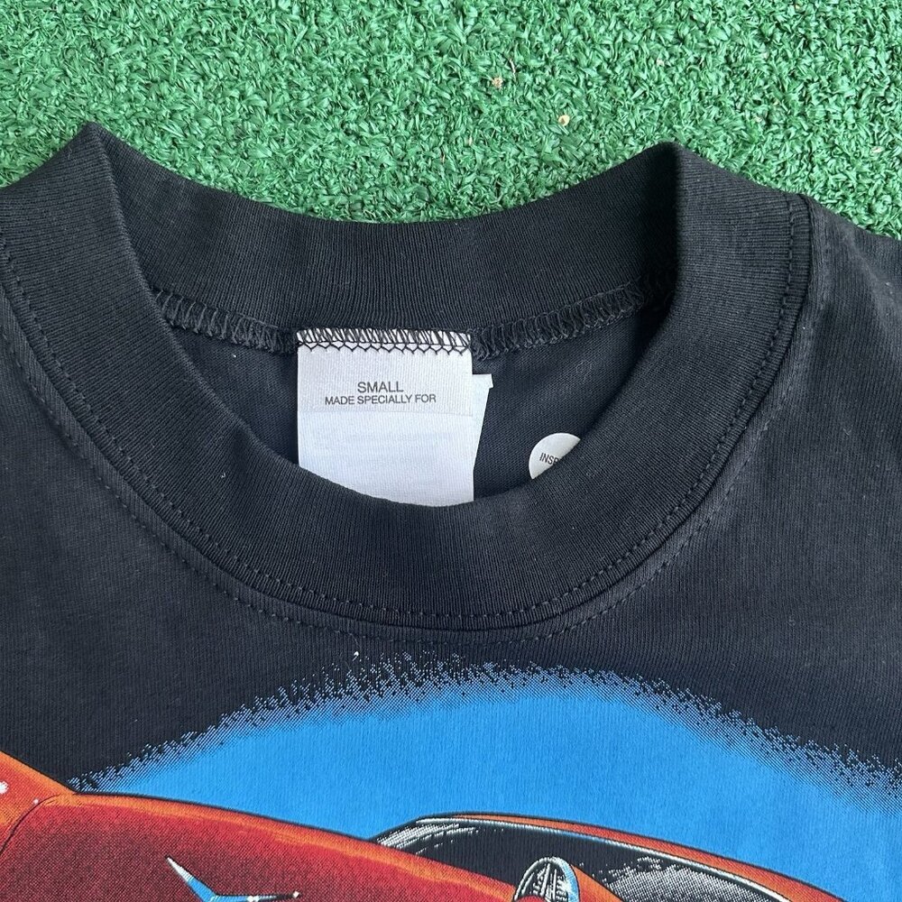 Vtg Airways Chevrolet Mens S Black Tee Get Your Kicks In A Trick Fifty Six - Picture 6 of 9